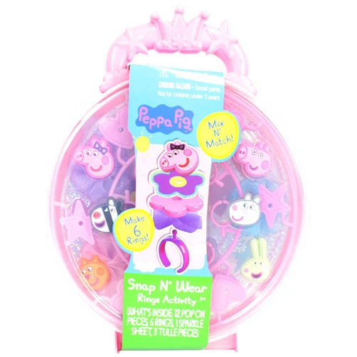 Tara Toys Peppa Pig Snap N' Wear Activity Rings Set, DIY Jewellery Kit for Kids, 3+ Years