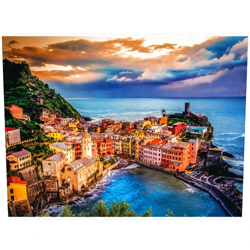 SiTimmGer Jigsaw Puzzles 500 Pieces for Adults Cinque Terre Sunset Landscape Challenging Puzzle Natural Scene Hard Puzzles Great Gift for Boys and Girls Family Fun Puzzle Games Toys 14.5