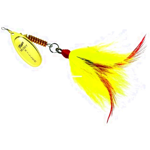 Mepp's Musky Killer Spinnerbait, Gold-Yellow Tail