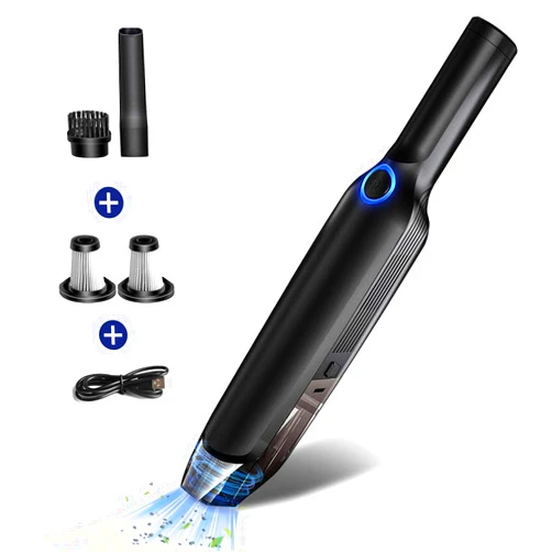 LAOPAO Portable Car Vacuum Cleaner High Power 9Kpa Hand Vacuum Cordless Rechargeable Handheld Vacuum 3x2000mAh Li-ion Battery Quick Charge Mini Vacuum for Home/Car/Pet Hair Cleaning Car Seat Cleaner