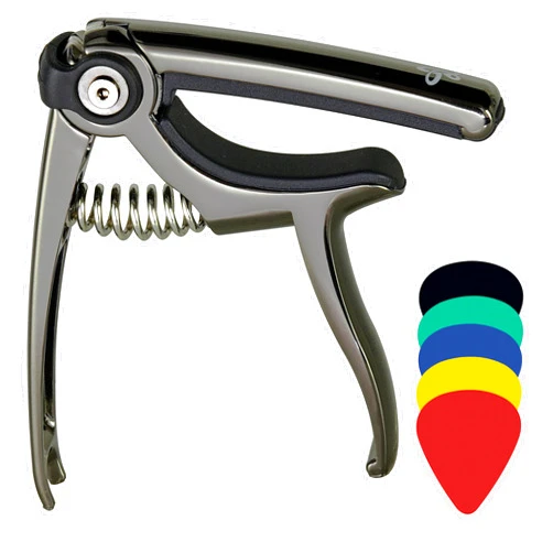 Sondery 4-in-1 Guitar Capo Includes String Cutter Pin Puller Pick Holder and 5 Guitar Picks for Acoustic & Electric Guitars Plus Free Pouch for Easy Storage