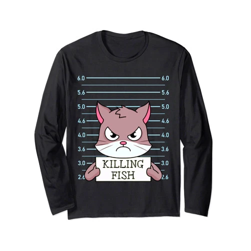 Witzige Polizei Mugshot Verhaftung Fotos Gefängnis Evil cat has eaten the fish arrestment photo prison Long Sleeve T-Shirt
