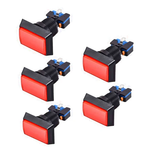 uxcell Game Push Button 49x33 Rectangle12V LED Illuminated Push Button Switch with Micro Switch for Arcade Video Games Red 5pcs
