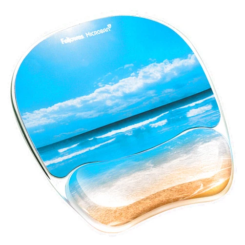 Fellowes Photo Gel Mouse Pad Wrist Rest with MICROBAN - Sandy Beach (9179301)