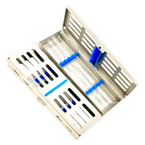 Cynamed German Premium Dental Autoclave Sterilization Cassette Rack Box Tray for 5 Instruments Blue Cynamed