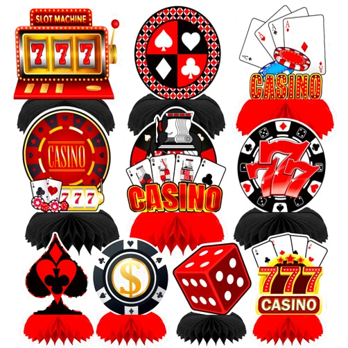 DTOFOOT 10 Pieces Casino Theme Party Decorations, Casino Night Decorations Poker Party Decorations for Table Casino Birthday Decorations Casino Table Honeycomb Centerpieces