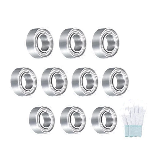 uxcell MR63ZZ Deep-Groove Ball Bearings for Rollers, 3mm x 6mm x 2.5mm Seal Bearings with Fiber Gloves, Double Metal Sealed Bearing Steel Skateboard Bearings 10Pcs
