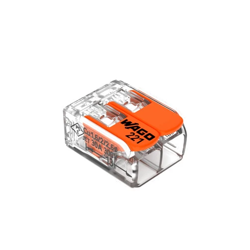 WAGO 221-612 | WAGO Lever-NUTSsplicing Connector | for Solid and Stranded Conductors | 2-Conductor with Operating levers | 20-10 AWG | Transparent housing | [Box of 50 Pieces]