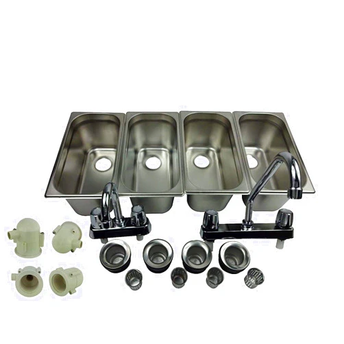 Waterworks Concession Sinks 4 Compartment Concession Sink Portable 4 Traps HandWashing Food Truck Trailer