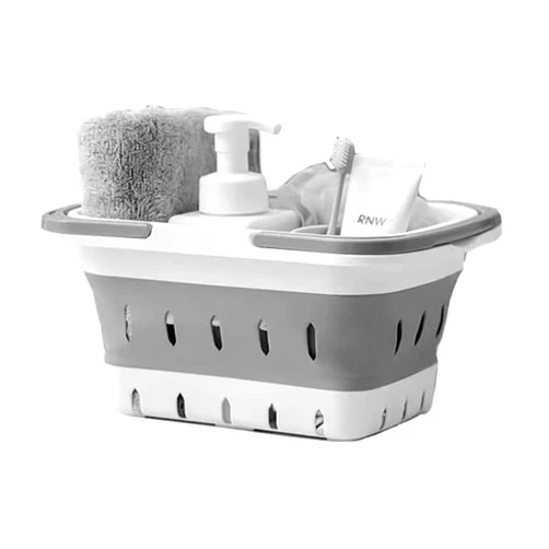 ANNIYA Portable Shower Caddy Tote, Plastic Storage Collapsible Caddy Basket with Handles, Box Organizer Bin for Bathroom, Kitchen, College Dorm,Gym (Grey 1 pack)