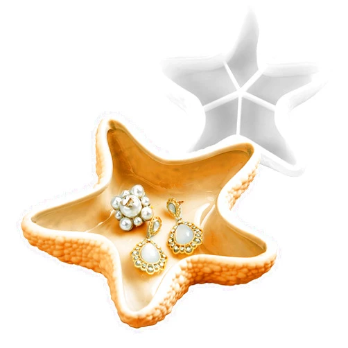 Wehous Starfish Tray Silicone Mold Candle Holder Jewelry Plate Silicone Mold Epoxy Resin Tray Mold Display Trinkets Container Storage Dish Mold for Resin Concrete Cement Creative Art Craft Home Decor