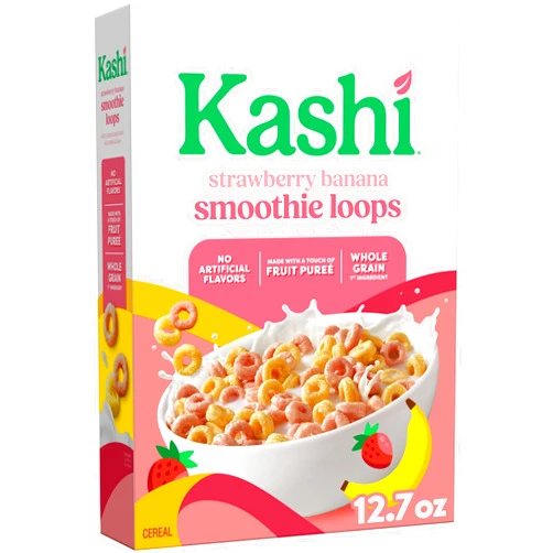 Kashi Breakfast Cereal, Whole Grain, Vegan, Strawberry Banana Smoothie Loops, 12.7oz Box (1 Box)