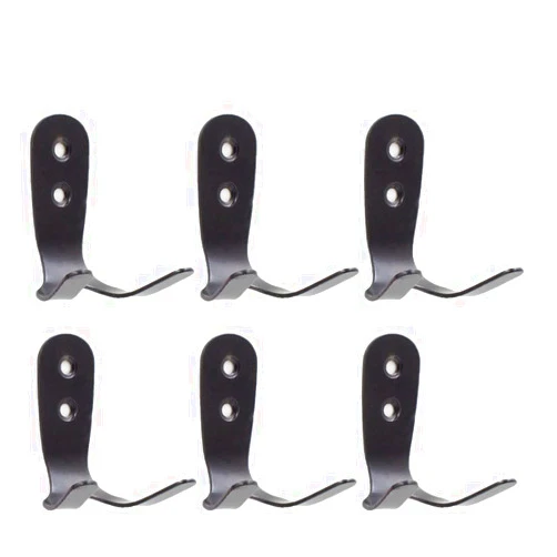 EForwish Stainless Steel Coat Hooks Wall Mounted Backpack Hooks Hat Hooks Single Hooks Bath Towel Hook Heavy Duty Hangers (6 Pack Black)