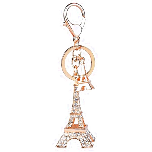 Axmerdal Fashion 3D Handmade Crystal Eiffel Tower Bling Crystal Metal Cute Diamond Keychain Key Ring Handbag Pendant for Girls or Women Souvenir Gift(Gold Eiffel Tower)