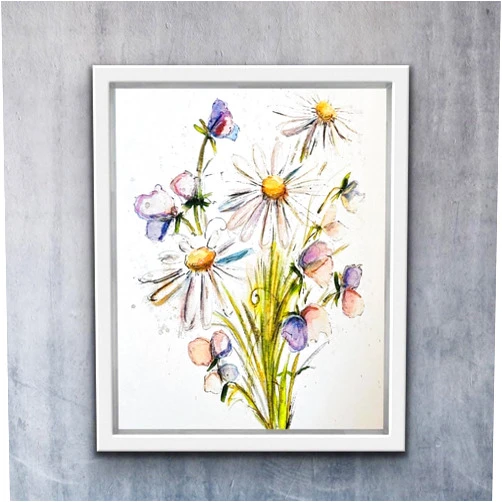 Custom Pastel Daisyand Sweet Pea Watercolour Artwork, April Birth Month Floral Painting, Warm Coloured Daisywall Art Print April Flower Print Pastel Daisyand Sweet Pea Watercolour Artwork 39 Art Poster