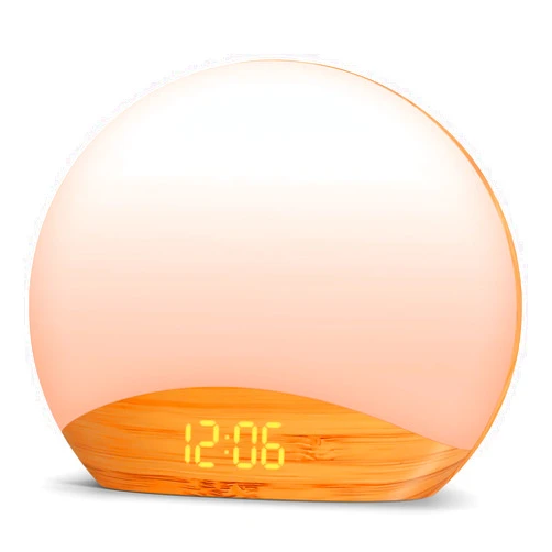 REACHER Wood Grain Sunrise Alarm Clock and Sound Machine Nightlight, Digital Dimmable Clock for Bedroom, 26 Sleep Sounds, White Noise Machine for Baby, Adults, Wake Up Light Alarm Clock for Kids