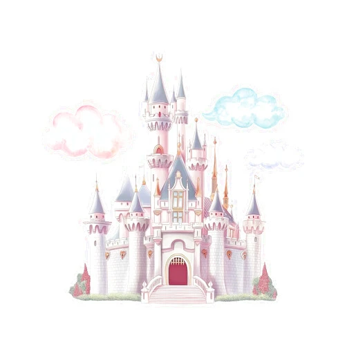 PLIGREAT Princess Castle Wall Decals, Watercolor Cloud Fairy Castle Wall Sticker, Large Vinyl Removable Peel and Stick Wall Decal for Girls Bedroom Nursery Living Room Home Indoor Wall Art Decoration