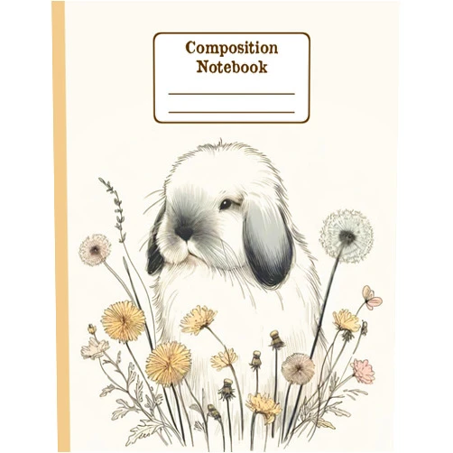 Moonlight & reverie press Holland Lop Rabbit and Blooms Harmony Watercolor Floral Bunny Quad-Ruled 1/4 Graph Paper Notebook: A Holland Lop Rabbit Dandelion Flowers Diary ... per Inch) 8.5x11 inch with 120 Grid Page
