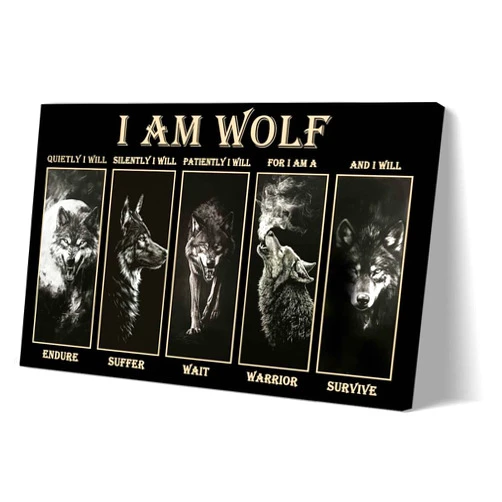Sboobily Wolf Wall Art Framed Inspirational Quotes Poster Vintage Canvas Wolf Pictures Wall Decor Prints, Modern Animal Painting Black Artwork for Home Decor 08x12 inches