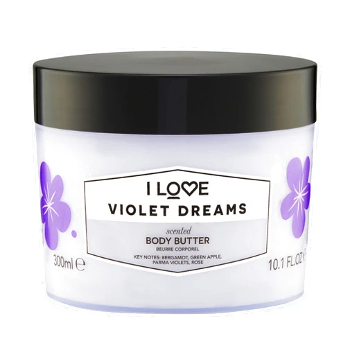 I Love Violet Dreams Scented Body Butter - Hydrating Body Butter for Dry Skin - Vitamin E and Aloe Vera - Shea Butter and Coconut Oil - 10.1 oz