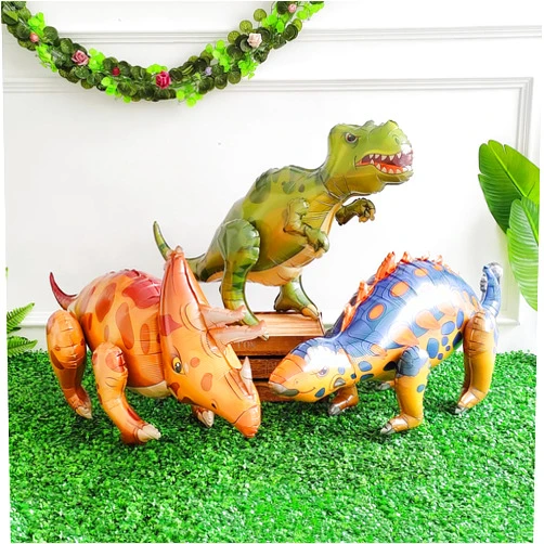 EASUTE Large Self Standing Dinosaur 3pcs 38inch Tyrannosaurus Ankylosaurus Triceratops Balloons for Birthday Party Decoration Kit Party Supplies Decorations Gift (mixed)