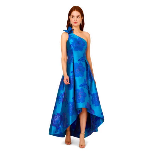 Adrianna Papell Women's Floral Jacquard High Low Dress