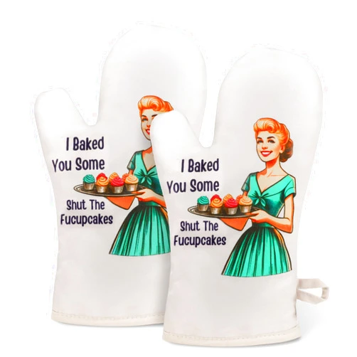 Miracu Funny Oven Mitts, Cute Oven Mitt Set, Kitchen Mitts - Baking Gifts for Women Bakers, Baker Gifts for Mom, Cooking Kitchen Gifts - Retro Christmas, Thanksgiving, Birthday, Housewarming Gifts