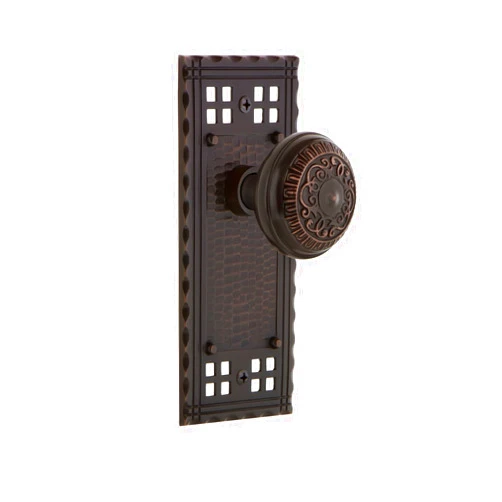 Nostalgic Warehouse Craftsman Plate Passage Egg & Dart Door Knob in Timeless Bronze