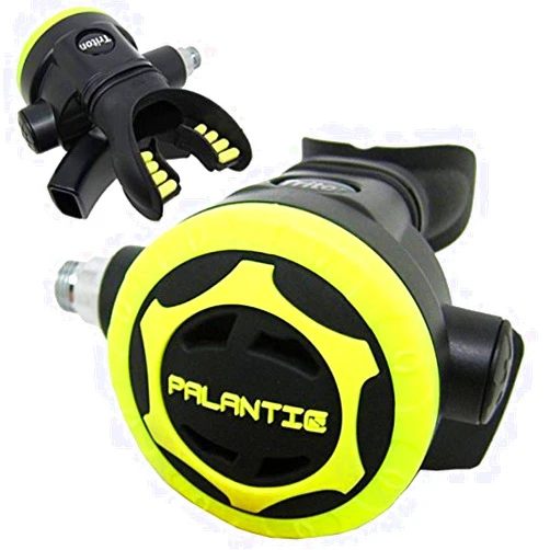 Scuba Choice Palantic AS206 Scuba Diving Octopus Regulator – Non-Adjustable Second Stage, Black/Yellow, Large Purge Button, Comfortable Silicone Mouthpiece, Reliable Backup Gear for Safety