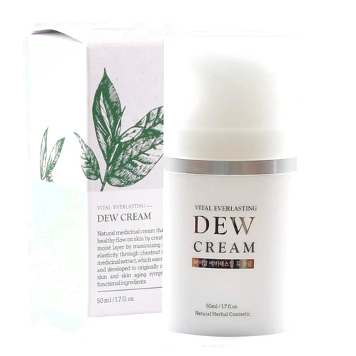 LIKE DEW Vital Everlasting Dew Cream 1.76oz 50g, Daily Moisturizing, Anti-wrinkles, Anti-Aging, Rich Emollients to nourish dry skin, Improves skin's health, Day and Night Cream, Verified by EWG's Skin