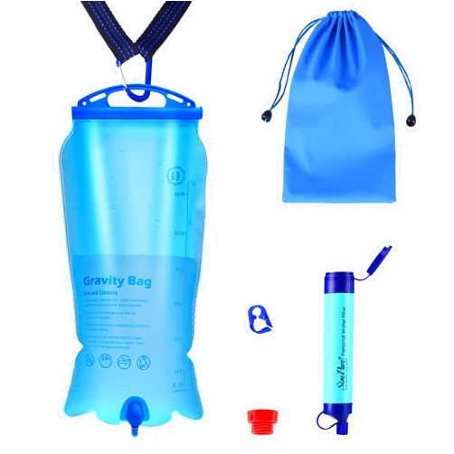 SimPure Gravity Water Filter, Portable Gravity-Fed Water Purifier with 3L Gravity Bag, Tree Strap, BPA Free Survival Gear and Equipment for Camping Hiking Emergency Preparedness