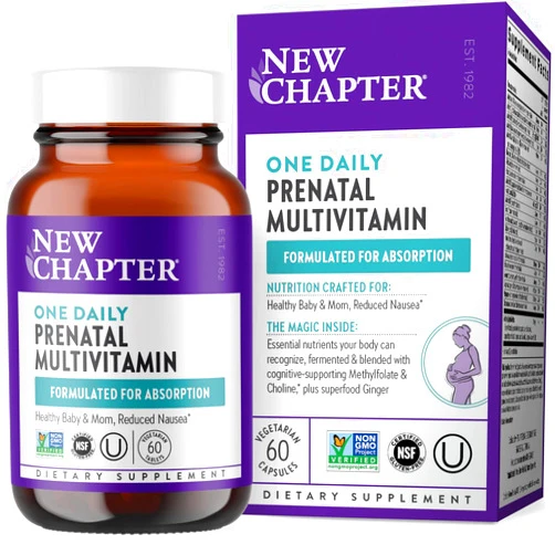 New Chapter Prenatal Vitamins, One Daily Prenatal Multivitamin with Methylfolate + Choline for Healthy Mom & Baby, Gluten Free & Non-GMO, 60 Count
