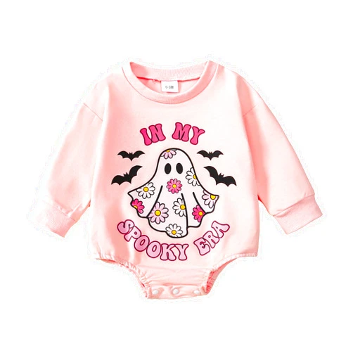 ADXSUN Baby Girl Halloween Outfit Ghost/Pumpkin Romper Fall Bubble Bodysuit 0-18M