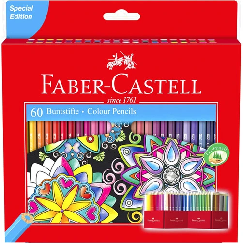 Faber-Castell Castle 111260 Colouring Pencils Set, 60 Pieces, Hexagonal, Shatterproof, for Children and Adults