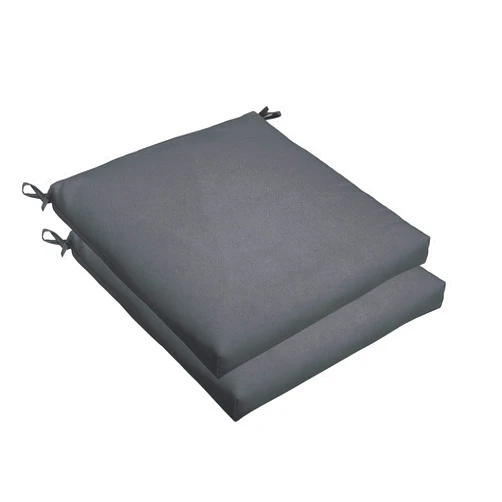 Sorra Home Sunbrella Bristol Square Chair Cushion (Set of 2) - Fade & Water Resistant, Outdoor & Indoor Patio Seat Cushion with Plush Foam - Canvas Charcoal (20