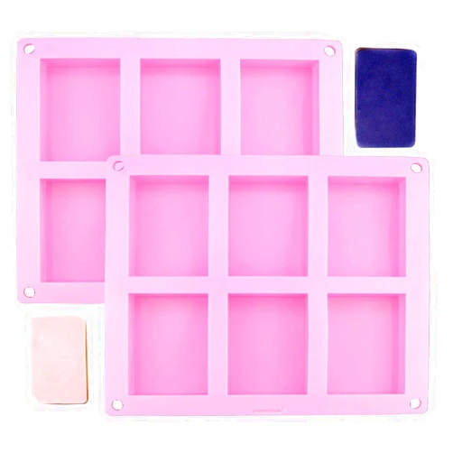 POPBLOSSOM 2-Pack Silicone Soap Molds Homemade Craft Old Fashion Soap Bar Mold Silicone Molds for Cake Baking Tart Pudding Cookie Making, Rectangle Shape