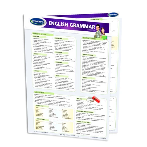 Permacharts English Grammar Guide- Language Quick Reference Guide