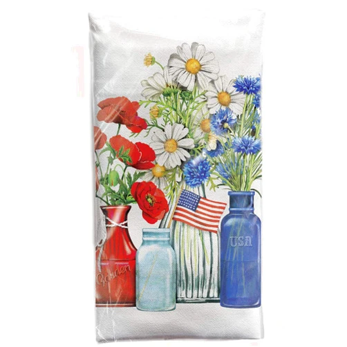 Mary Lake-Thompson Patriotic Flowers Cotton Flour Sack Kitchen Towel
