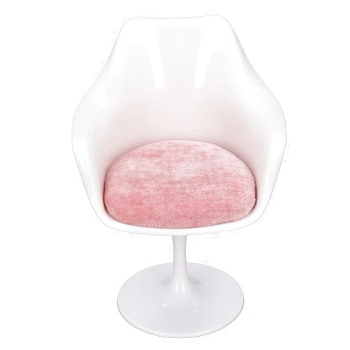 HappyFit Doll House Office Chair Casual Rotatable ABS White Pink Round Feet 1:6 Doll House Miniature Furniture (with Armrest)