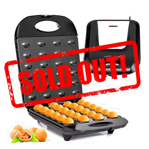QYLTTDM Electric Nut Waffle Bread Maker, Walnut Cookie Maker, 1400W 24pcs Cookie Baking Walnut Cake Machine, Non Stick Panel Double Sided Heating, Automatic Mini Nut Walnut Pastry Set Cookies Baking Tool