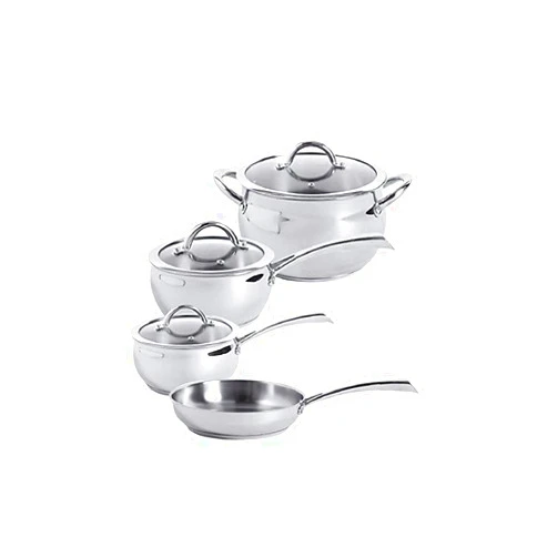 Oster Derrick 7-Piece Stainless Steel Cookware Set with Tempered Glass Lids, Semi Polished