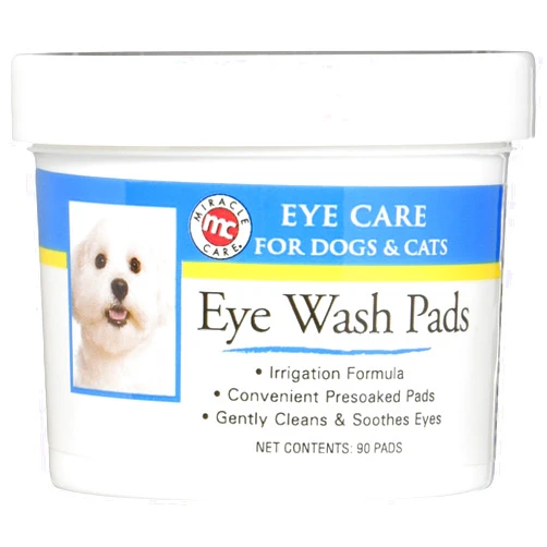 Miracle Care Eye Wash Pads - 90 count; Eye Care for Dogs and Cats, Soft Pet Wipes for Gently Cleaning Eyes, Sterile Cat and Dog Wipes Formulated to Remove Eye Debris