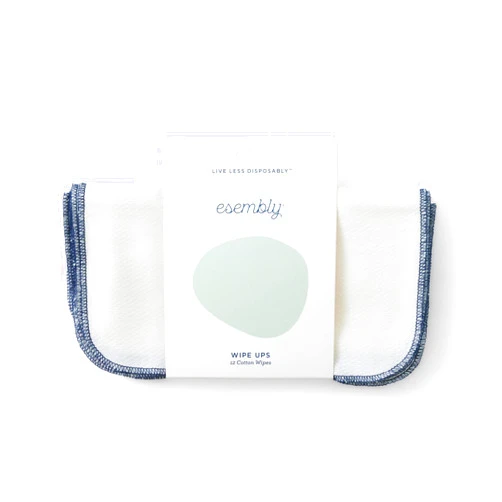 Esembly Wipe Ups, Organic Cotton Reusable Baby Wipes, Soft and Sturdy Washable Cloth Diaper Wipes, One Size, 12-pk