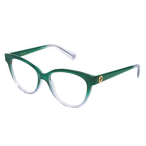 Gucci Gucci Logo GG 0373O 004 Green Plastic Cat Eye Eyeglasses 52mm