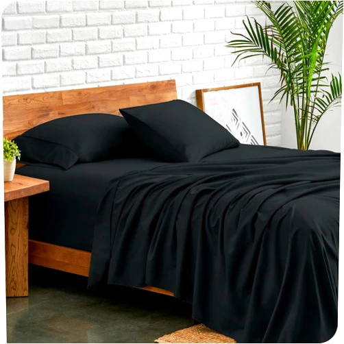 COMFYBED Premium Cotton Sheet Set, Full XL, Black