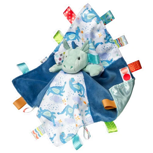 Taggies Stuffed Animal Lovey Security Blanket with Sensory Tags, 13 x 13-Inches, Drax Dragon
