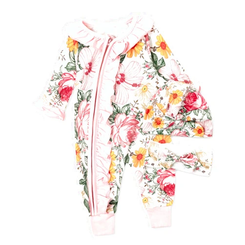 Abbence Baby Girl Outfit Newborn Flower Going Home Clothes with Flower Print