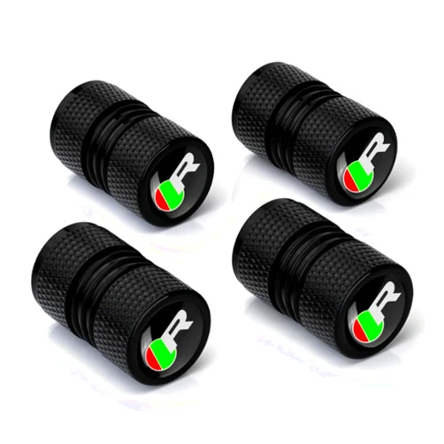 JULOPO Car Wheel Tire Valve Stem Caps R Logo Aluminum Alloy Tire Air Caps Cover Compatible with XE XEL XF XFL XJ F-PACE F-Type Accessories
