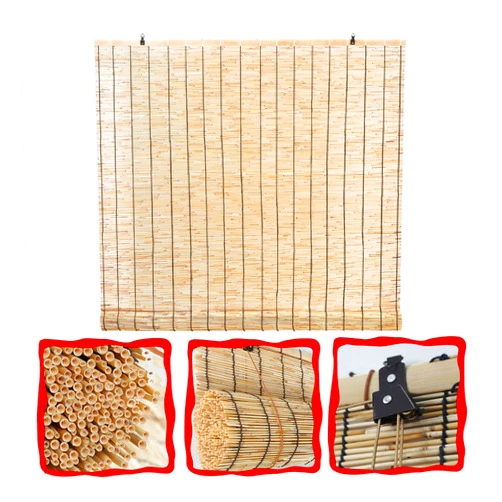 Qisade Bamboo Roller Blinds for patio,Bamboo Roller sun Shade,Roman Shades Roll Up windows shutters,Rainproof/Sun Protection Reed Roll Up curtain,Outdoor/Indoor Doors/Windows ( Size : 90x120cm/35.5x47in )