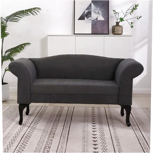 Yalauk Small Sofa Mini Couch Love Seat for Narrow Room with Two-Seat in Small Space Office Studio Apartment Bedroom (Gray Flat)
